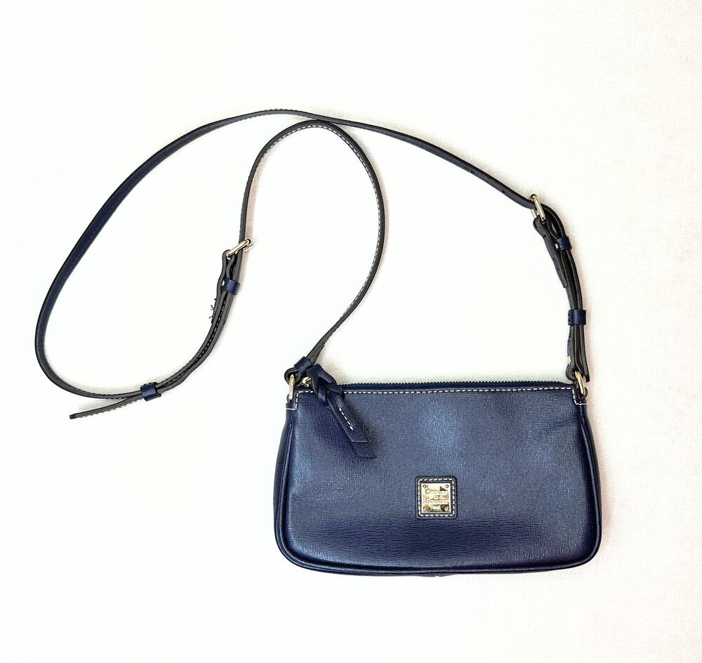 Dooney & Bourke Saffiano Lexi Crossbody Bag Navy Blue Leather